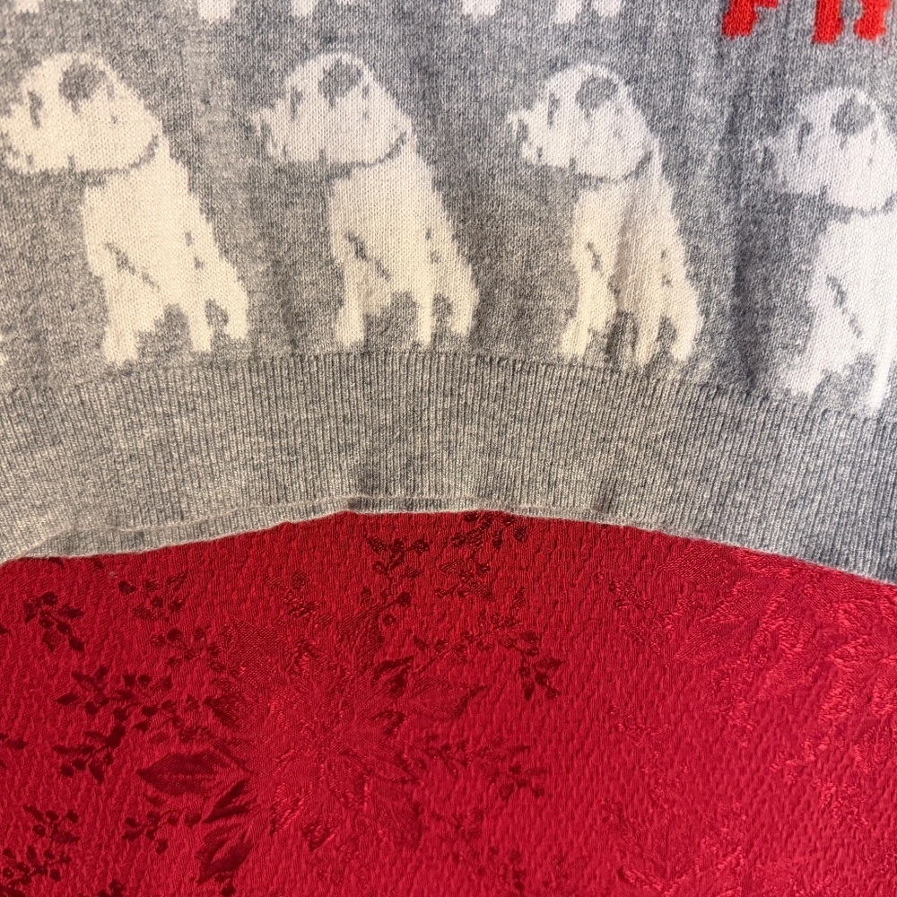 Boden Women's Dog Novelty Gray Red and White Sweater Size 6 - Picture 4 of 9